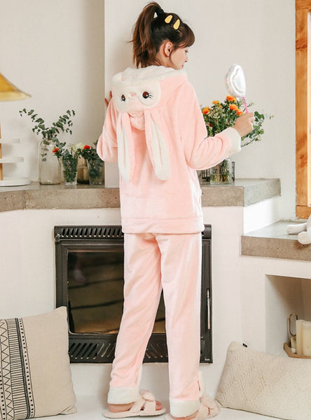 PINK PAJAMAS HOODED CAT LONG SLEEVE SLEEPWEAR – Ncocon