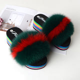 green+red high-heeled summer ladies fashion new plush slippers