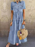 Timeless Trails Denim Shirt Maxi Dress