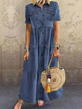 Timeless Trails Denim Shirt Maxi Dress