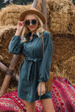 sexy deep V-neck flared sleeve satin dress