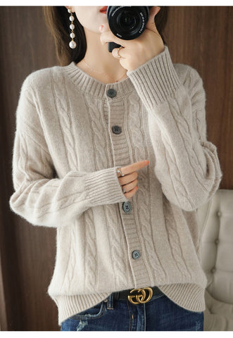 Autumn Winter New Imitation Wool Cardigan Tops Women Diamond Single-Breasted Hoodie