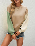 autumn and winter new pullover sweater round neck loose contrast sweater women