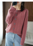 Autumn Winter New Imitation Wool Cardigan Tops Women Diamond Single-Breasted Hoodie