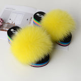 yellow high-heeled summer ladies fashion new plush slippers
