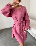 Wooden Ear Long Sleeve Loose Dress