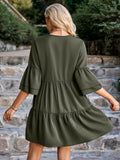Fashion V-neck Solid Color Loose Dress
