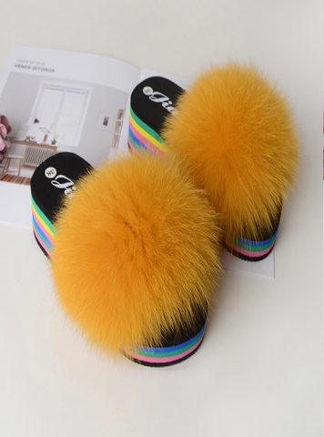 orange high-heeled summer ladies fashion new plush slippers