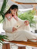 THICKENED AVOCADO GREEN TWO-PIECE SUIT PAJAMAS
