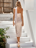 Solid color sleeveless dress with hanging neck