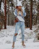 casual loose irregular mountain pattern round neck long sleeve sweater pullover