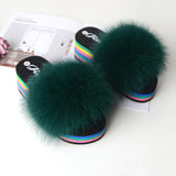 green high-heeled summer ladies fashion new plush slippers