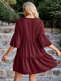 Fashion V-neck Solid Color Loose Dress