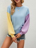 autumn and winter new pullover sweater round neck loose contrast sweater women