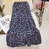 Fashion Tiny Floral Ruffles Wrap Midi Skirt