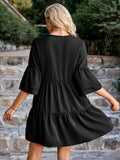 Fashion V-neck Solid Color Loose Dress