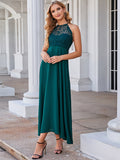 Green Halter Lace Chiffon Beach Dress
