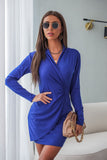 Wrapped in long sleeve sexy temperament slim dress
