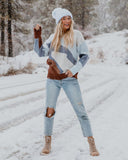 casual loose irregular mountain pattern round neck long sleeve sweater pullover