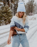 casual loose irregular mountain pattern round neck long sleeve sweater pullover