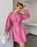Wooden Ear Long Sleeve Loose Dress