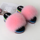 pink high-heeled summer ladies fashion new plush slippers