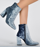Fashion Velvet Ankle Boots For Women Pointed Toe 9.5CM High Heel Boots Fashion Winter Shoes Women