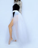 Women White Tulle Tutu Skirt Over Skirt