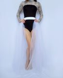Women White Tulle Tutu Skirt Over Skirt