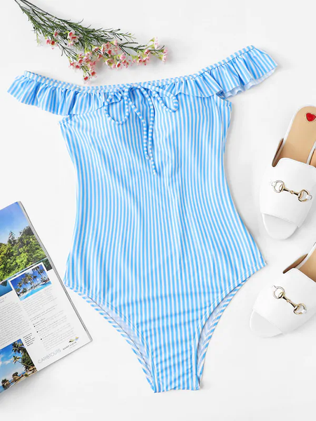 Striped High Leg Monokini Swimsuit – Ncocon