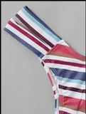 Halter Striped High Cut Bikini Set