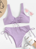 Lace-up Purple Boning Bikini