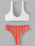 Front Knot Striped Bikini Set