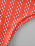 Front Knot Striped Bikini Set