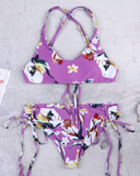 Halter Floral Strappy Printed Bikini Set