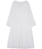 Chic Long Sleeve White Chiffon Summer Dress