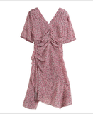 Sexy Ruffles Overlap Floral Midi Dress