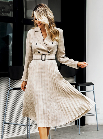 LONG SLEEVE FEMALE AUTUMN MIDI PARTY DRESS