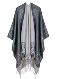 FRINGED CASHEW FLOWER SHAWL DUAL-PURPOSE CLOAK