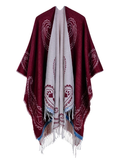 FRINGED CASHEW FLOWER SHAWL DUAL-PURPOSE CLOAK