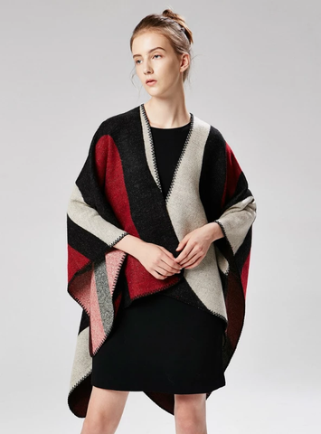 GEOMETRIC COLOUR MATCHING BEACH SHAWL