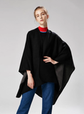 SOLID COLOR CASHMERE LIKE CAPE WITH LARGE SPLIT SHAWL