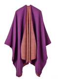 SOLID COLOR CASHMERE LIKE CAPE WITH LARGE SPLIT SHAWL