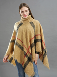 MIDDLE LENGTH HIGH-NECKED KNITWEAR CAPE SHAWL BLOUSE
