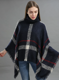 MIDDLE LENGTH HIGH-NECKED KNITWEAR CAPE SHAWL BLOUSE
