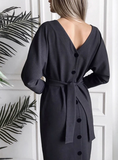 LADIES SASHES BUTTON CASUAL OFFICE DRESS