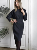 LADIES SASHES BUTTON CASUAL OFFICE DRESS
