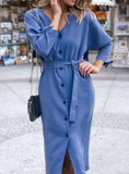 LADIES SASHES BUTTON CASUAL OFFICE DRESS