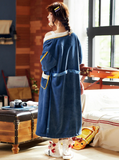 TWO-PIECE SUIT LONG BATHROBE FLEECE NIGHTGOWN SLING NIGHTDRESS