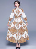 Print  Summer Dress Elegant Smocked Big Swing Long Dresses